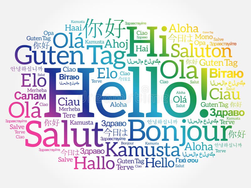 Hello word cloud in different languages of the world, background concept. Hello word cloud in different languages of the world, background concept