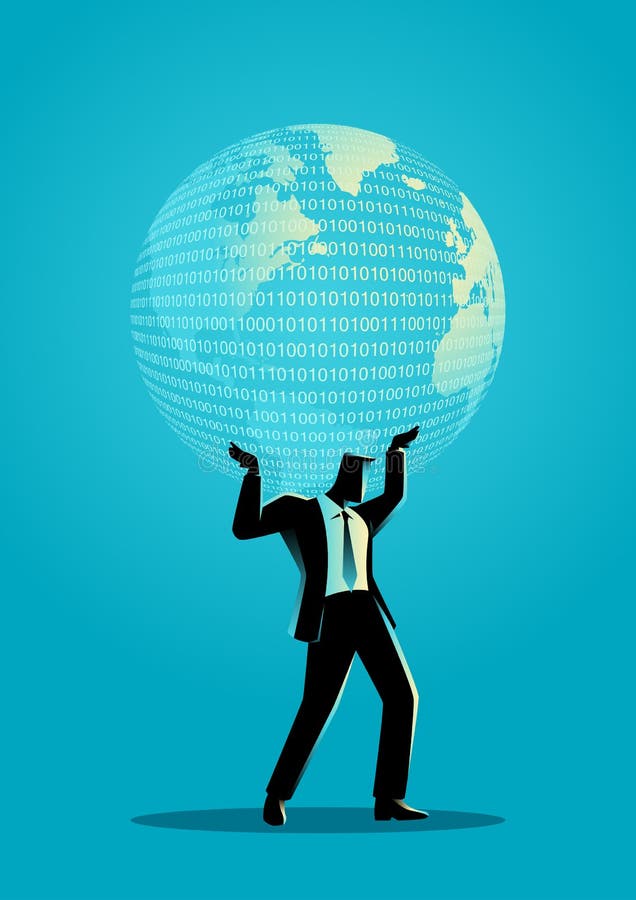 Om de afaceri care deține un glob digital royalty free illustration