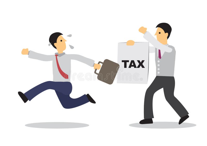 Om de afaceri care fuge de o persoană cu un document de plată a taxelor. concept de afaceri de evadare sau datorie vector illustration