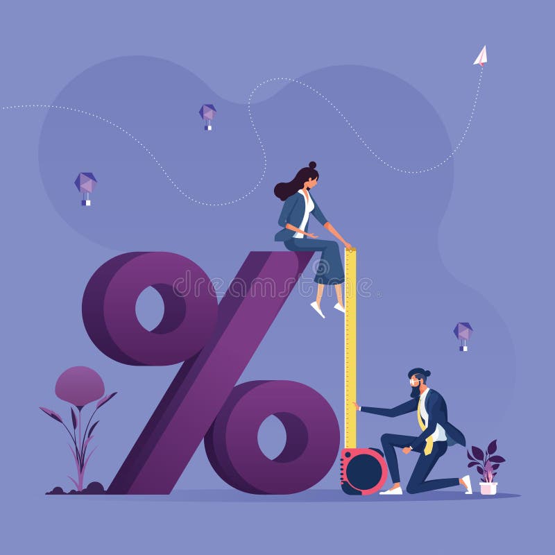 Om de afaceri care utilizează banda adezivă pentru a măsura înălțimea conceptului financiar simbolic pentru întreprinderi royalty free illustration
