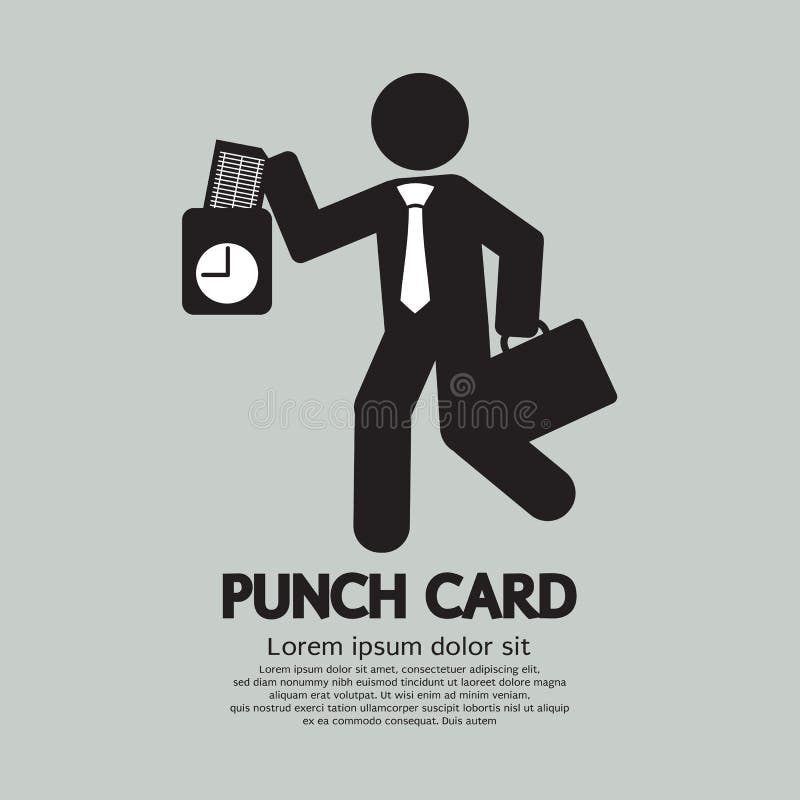 Om de afaceri care utilizează cardul cu punch pentru a verifica timpul royalty free illustration
