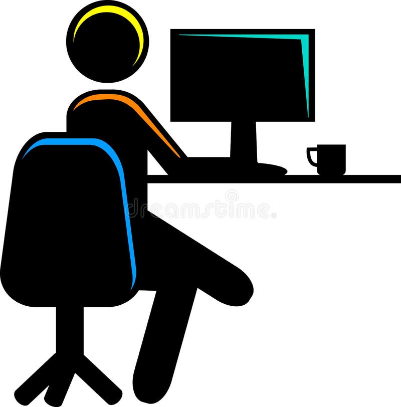 Om de afaceri care utilizează computer royalty free illustration