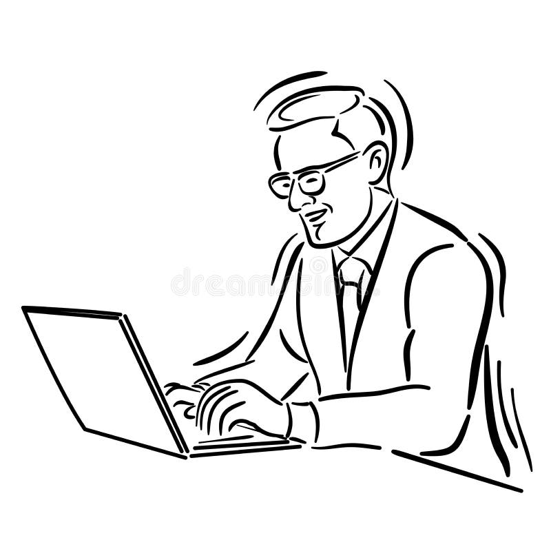 Om de afaceri care utilizează desenul liniei de sus vector illustration
