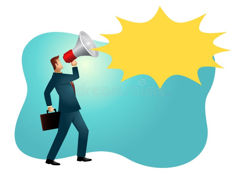 Om de afaceri care utilizează un megafon stock illustration