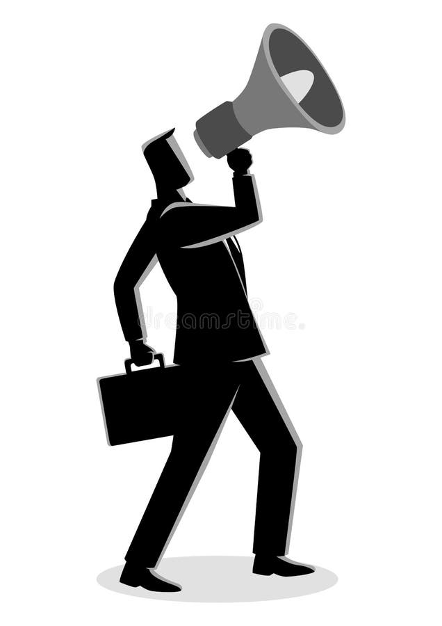 Om de afaceri care utilizează un megafon royalty free illustration