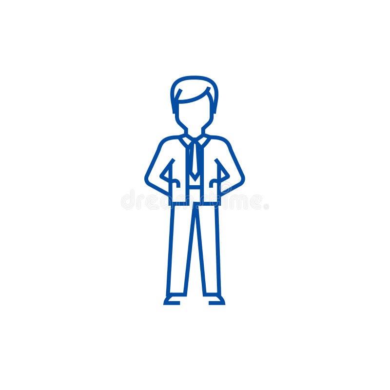 Om de afaceri cu linie de fundal concept. om de afaceri cu corp plat simbol simbol simbol simbol simbol simbol vector illustration