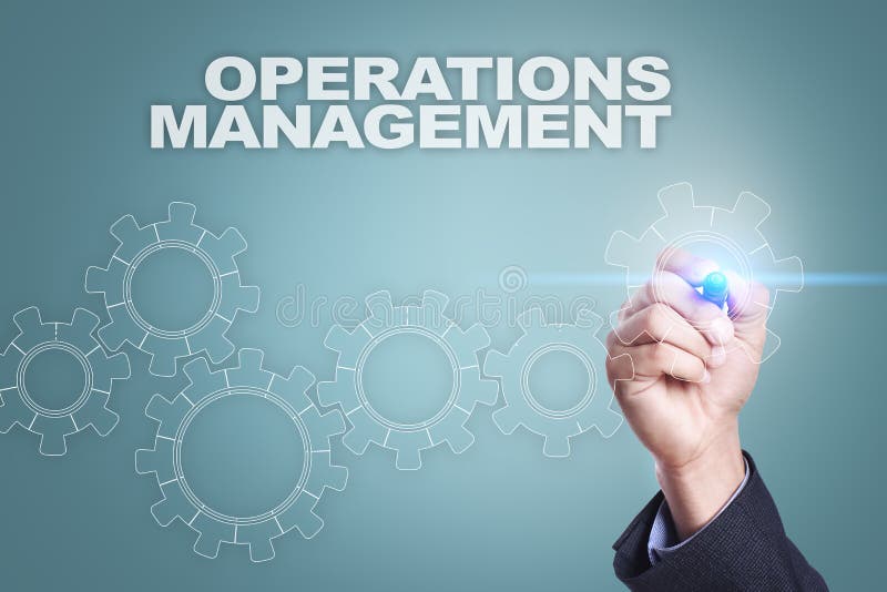 Om de afaceri desenat pe ecranul virtual. concept de gestionare a operațiunilor stock images