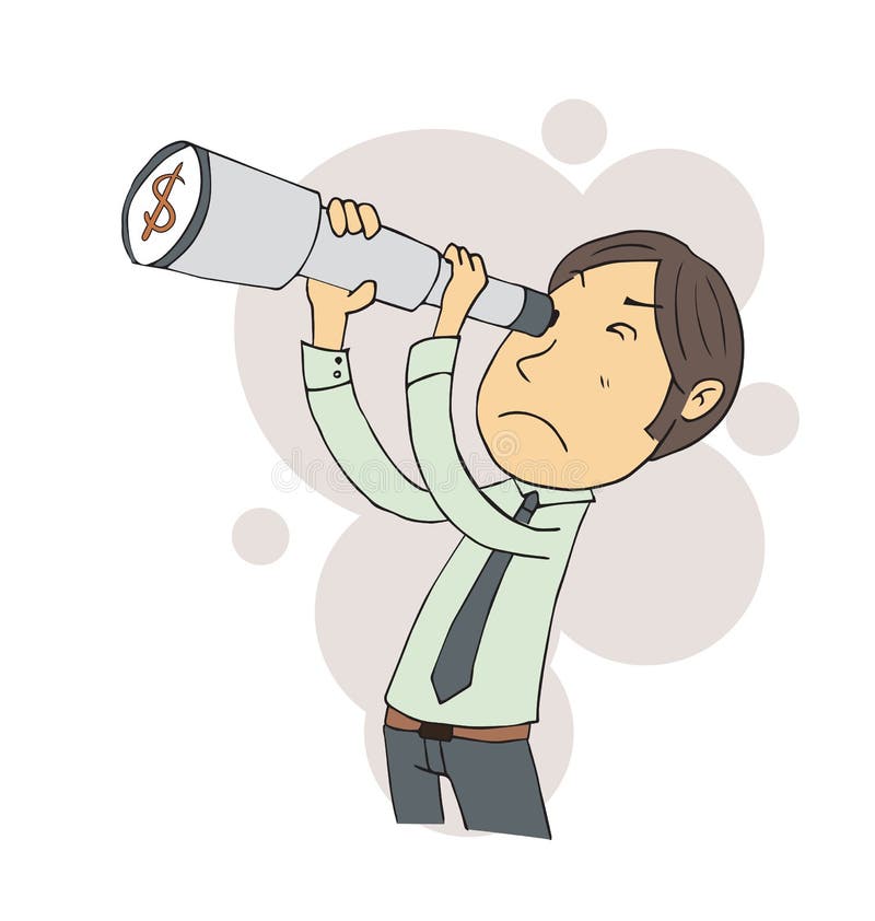 Om de afaceri din domeniul cartofului care utilizează spyglass. stil desen manual vector illustration