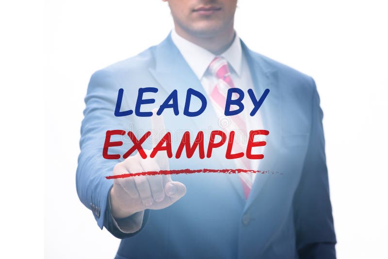 Om de afaceri în frunte după concept stock image