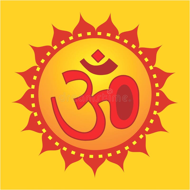 Om in decorated yellow