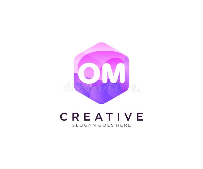 OM initial logo With Colorful Hexagon Modern Business Alphabet Logo template vector royalty free illustration