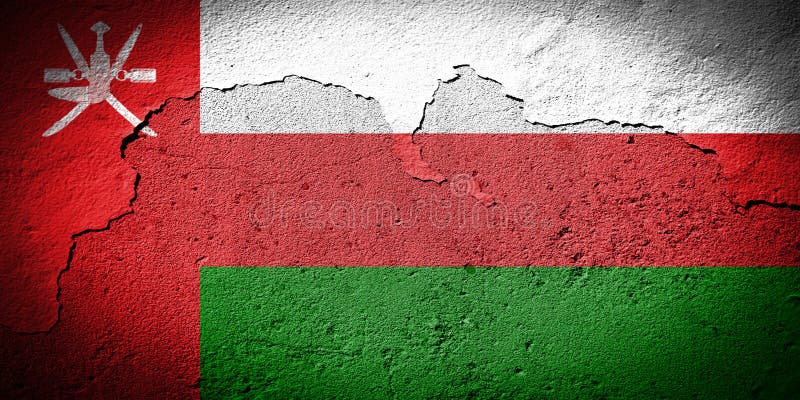 Oman flag on cracked wall stock photography