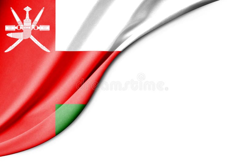 Oman flag. 3d illustration. with white background space for text royalty free stock photo