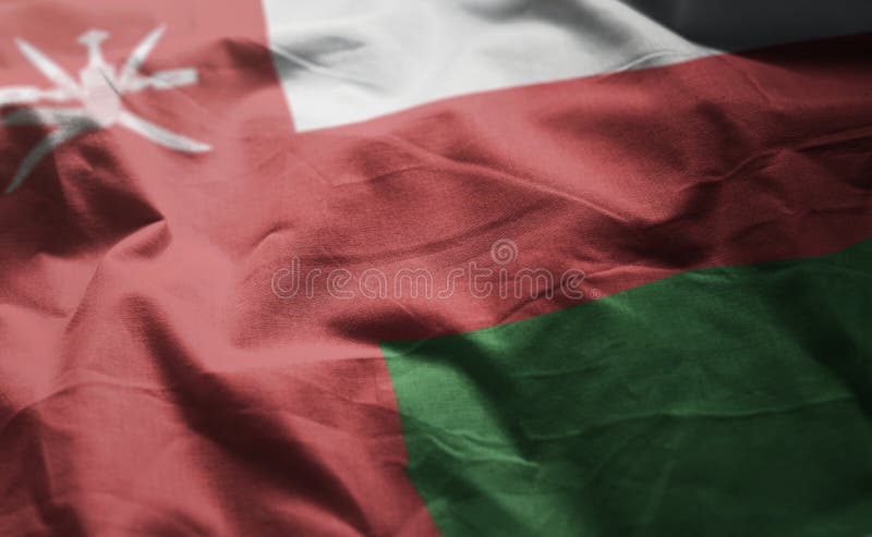 Oman Flag Rumpled Close Up stock photo