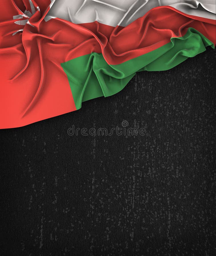 Oman Flag Vintage on a Grunge Black Chalkboard stock photo