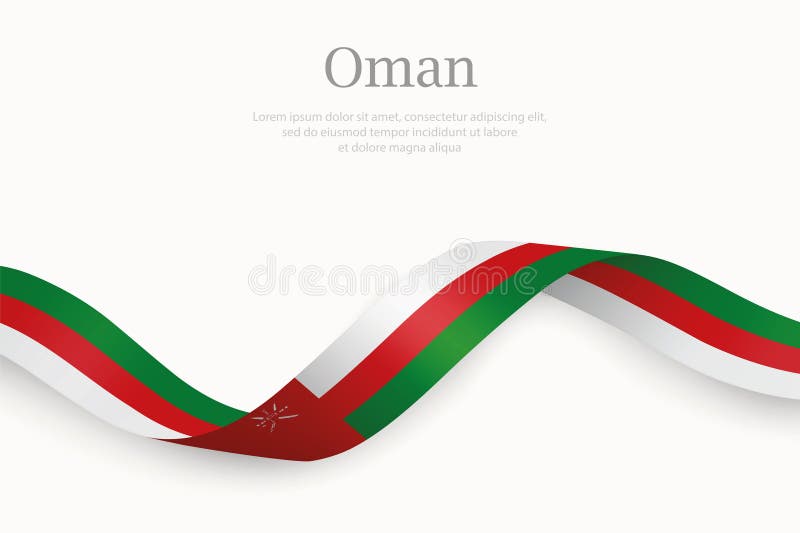 Oman flag on Waving ribbon stock illustration