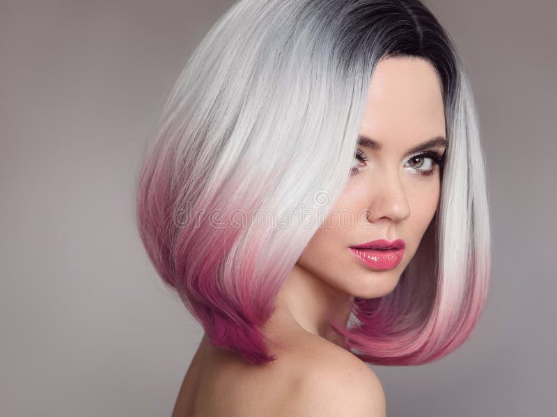 Ombre Bob Short Hairstyle. Beautiful Hair Coloring Woman. Fashion Trendy  Haircut. Blond Model with Short Shiny Hairstyle Stock Image - Image of  beautiful, coloring: 107951583