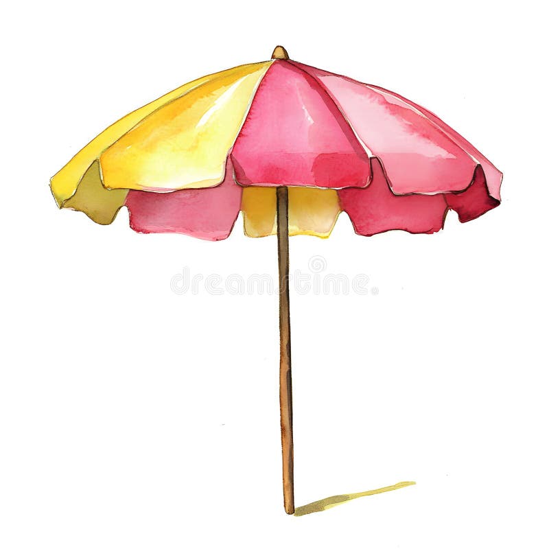 Ombrelli di spiaggia color acquavite illustrazione ombrello giallo rosso scuro parasol immagine stock