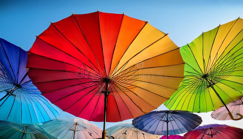 Ombrello colorato in alto illustrazione di stock