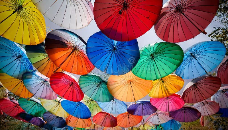 Ombrello colorato in alto illustrazione vettoriale