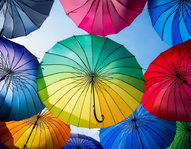 Ombrello colorato in alto illustrazione di stock