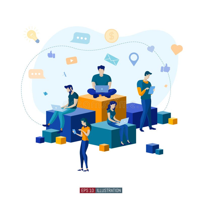 People Online Interaction Concept. Social Network. Online Shopping