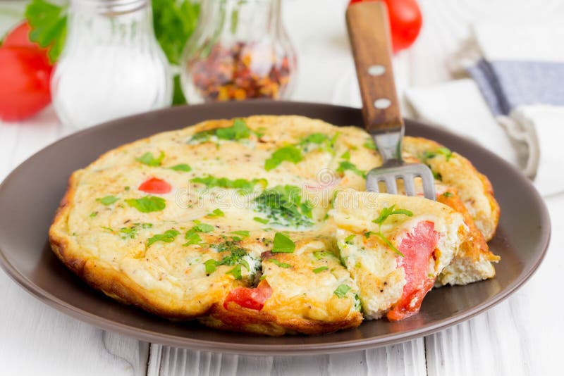 Omelet with Broccoli and Tomato, Delicious Healthy Breakfast, Tr Stock ...