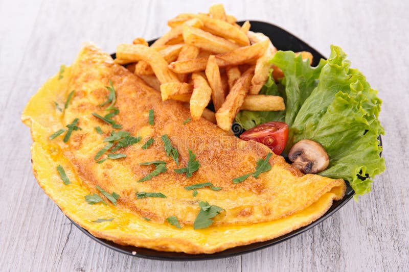 Omelet and french fries stock image. Image of french 41653083