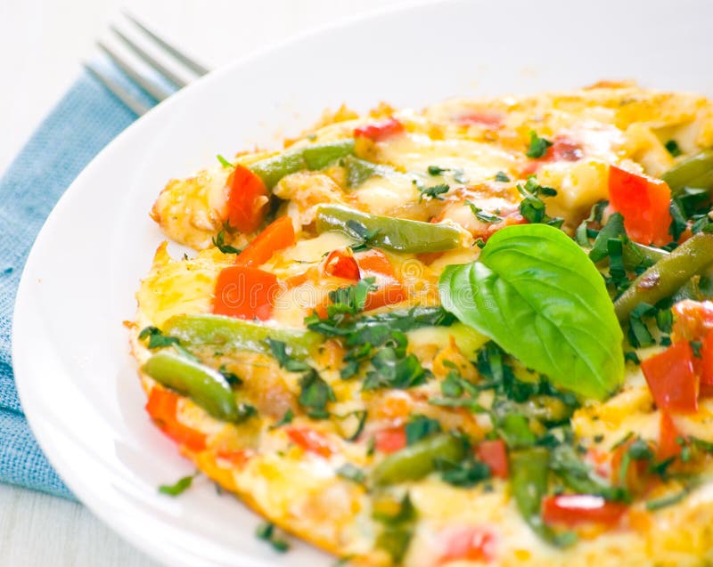 Omelet with green bean stock image. Image of cooked, dispenser - 26588417
