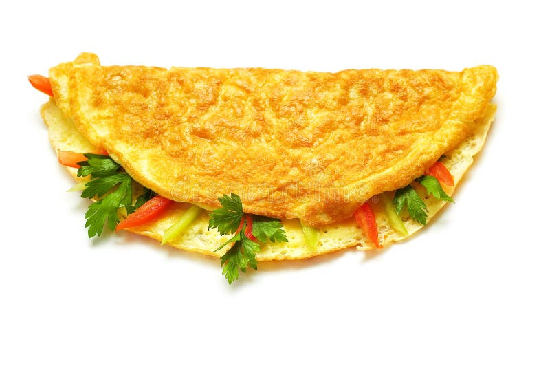 Omelet with herbs and tomatoes royalty free stock photography