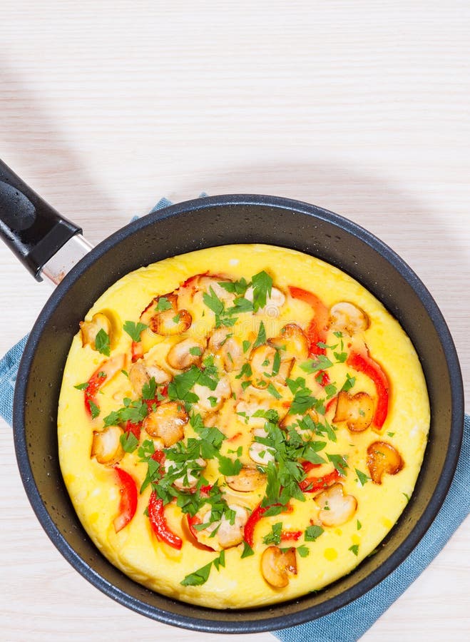 Omelet with Mushrooms, and Vegetables Stock Photo - Image of breakfast