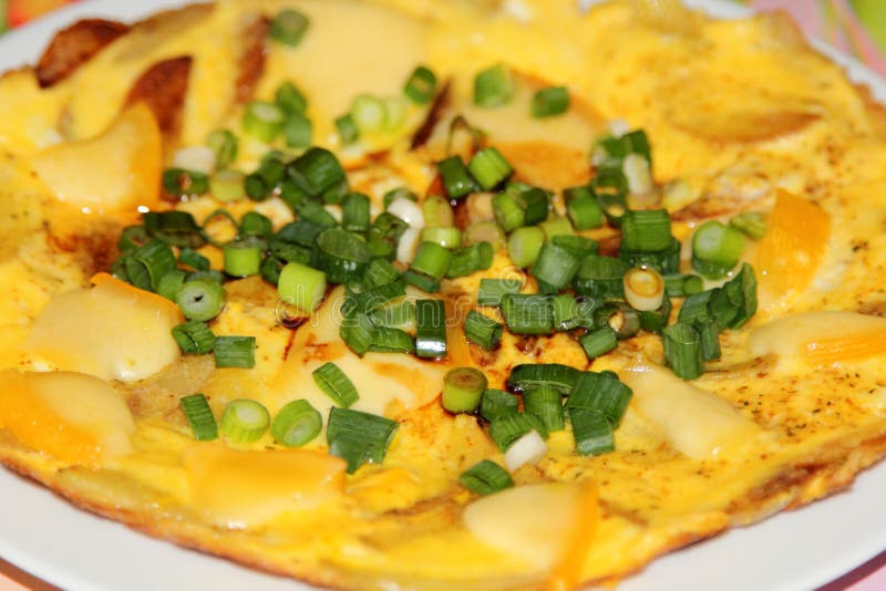 Omelet with Potato and Onion Stock Photo Image of leaf, breakfast