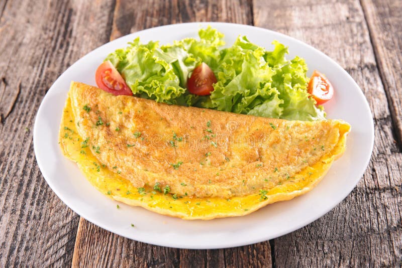 Omelet and salad stock photo. Image of wood, dinner, healthy - 53992612