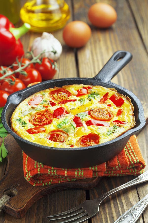 Omelet with Vegetables and Cheese. Frittata Stock Photo Image of