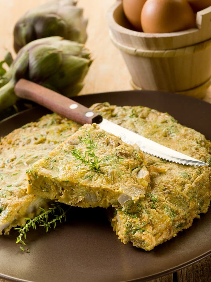 Omelette with artichokes stock image. Image of artichokes 23426163