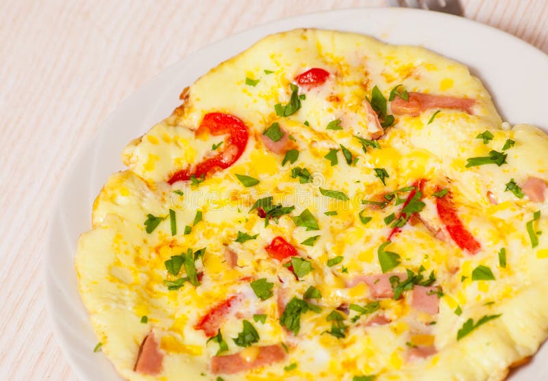Omelette with Ham, Vegetables and Cheese Stock Image Image of fried