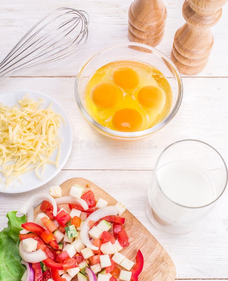 Omelette ingredients. stock image. Image of fried, table 60573195