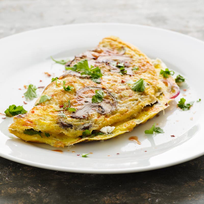 Omelette with mushrooms stock image. Image of homemade - 116221747