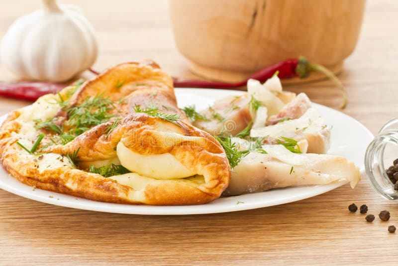 Omelette with Salted Mackerel Stock Photo Image of onion, meat 28935694