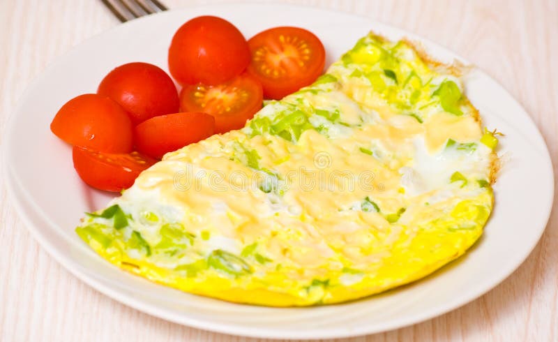 Omelette with tomato stock photography