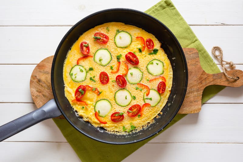 Omelette ,Frittata - Italian Omelet. Flat Lay Stock Image - Image of ...