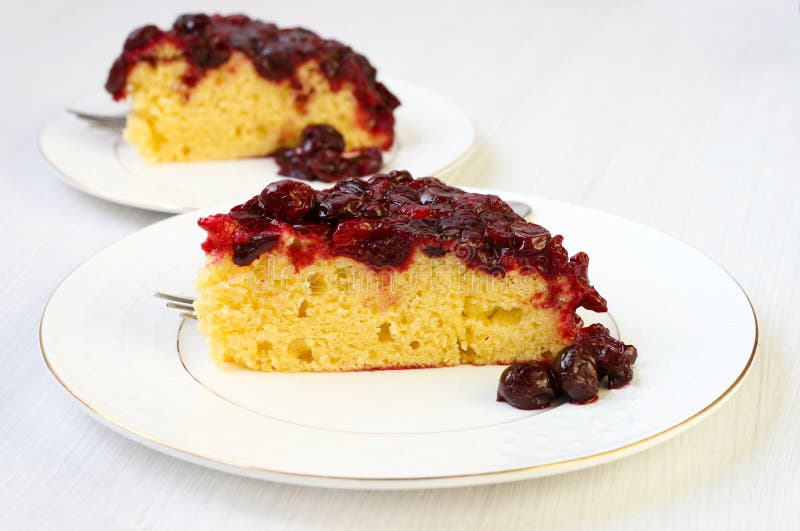 Cherry cornmeal upside down cake. Cherry cornmeal upside down cake