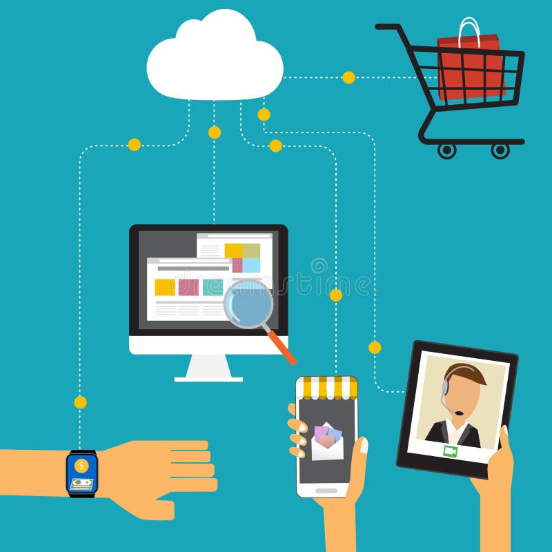 OMNI-Channel concept for digital marketing and online shopping.Illustration EPS10. royalty free illustration OMNI-Channel concept for digital marketing and online shopping.Illustration EPS10. royalty free illustration