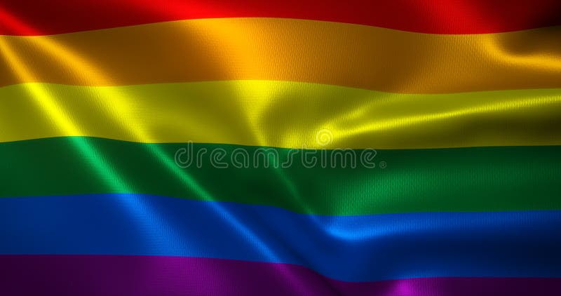 Omni Flag, Omnisexual Pride Flag with Waving Folds, Close Up View, 3D ...