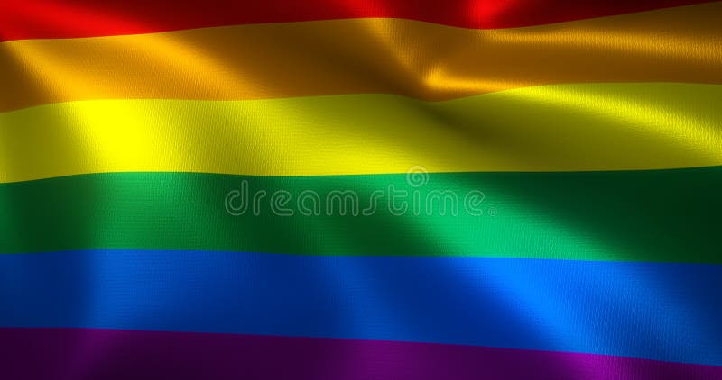 Omni Flag, Omnisexual Pride Flag with Waving Folds, Close Up View, 3D ...