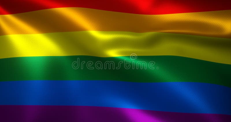 Omni Flag, Omnisexual Pride Flag with Waving Folds, Close Up View, 3D ...