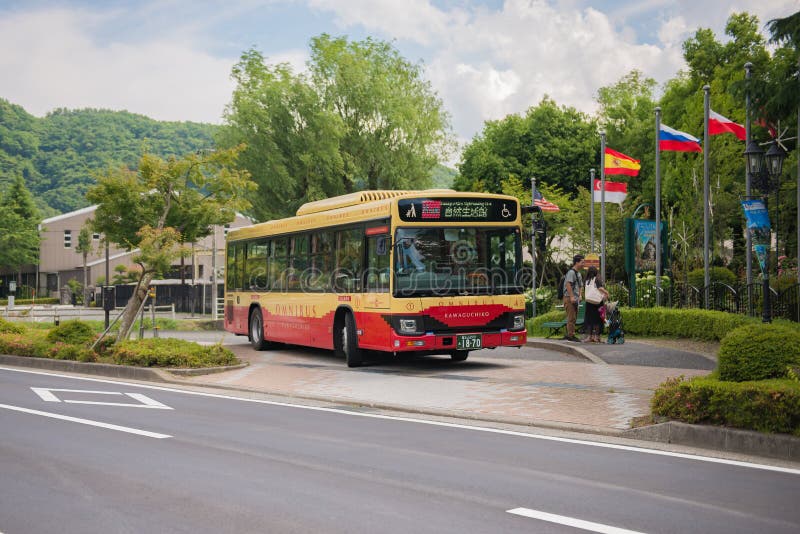 Omni Red Line Bus for Traveling Around Lake Kawaguchigo, Japan