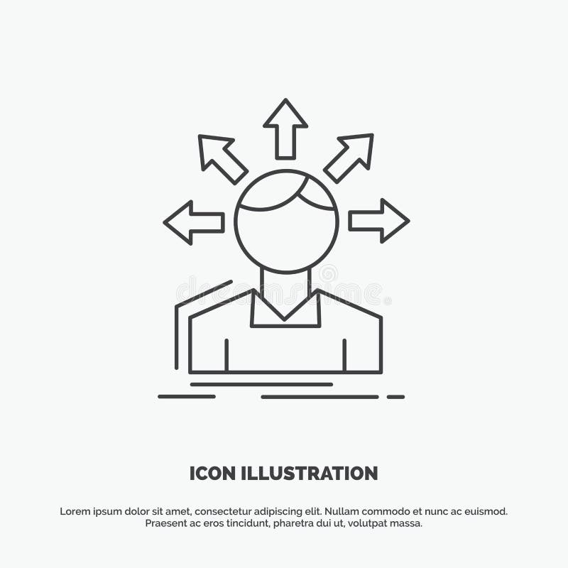 Omvandlingsskillnad, m? ngfald, alternativ, struktur, anv? ndare? verg? ngssymbol Linje gr? tt symbol f? r vektor f? r UI och UX, websit royaltyfri illustrationer