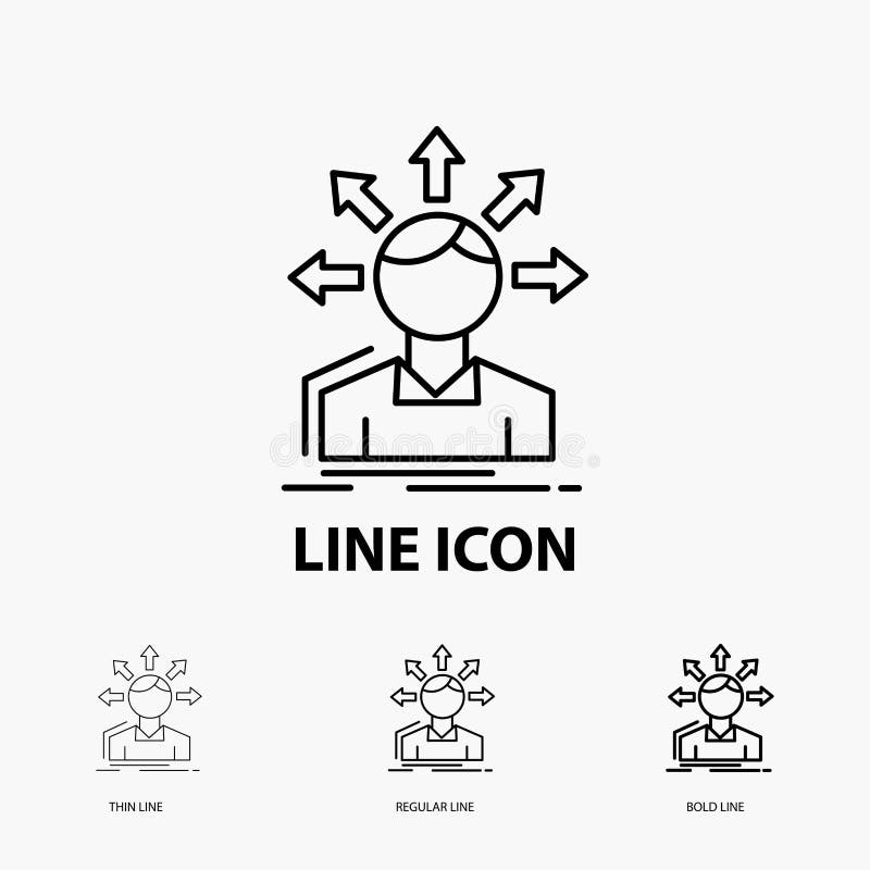 Omvandlingsskillnad, mångfald, alternativ, struktur, användareövergångssymbol i tunt, stamgäst och djärv linje stil vektor royaltyfri illustrationer