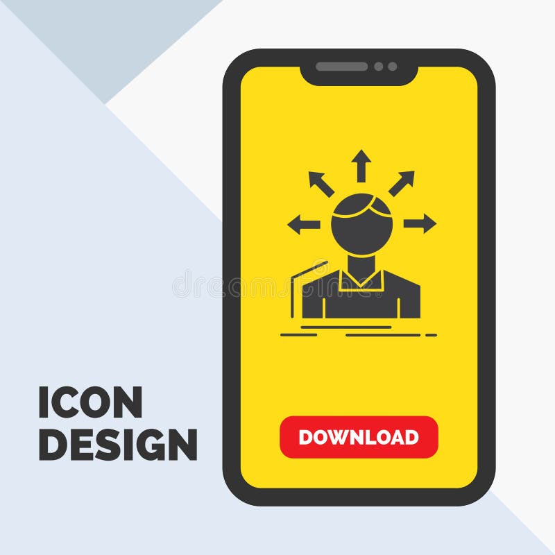 Omvandlingsskillnad, mångfald, alternativ, struktur, symbol för användareövergångsskåra i mobilen för nedladdningsida Gul bakgrun royaltyfri illustrationer